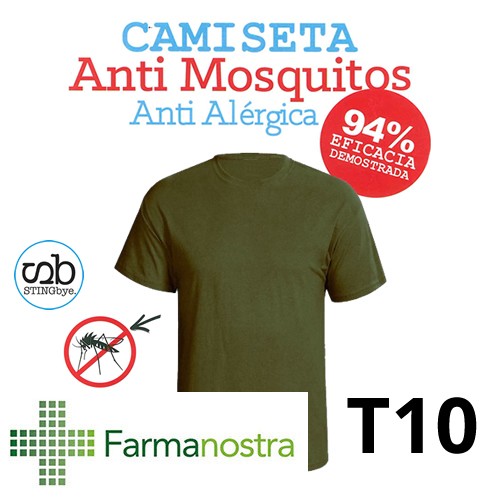 Camiseta antimosquitos stingbye camiseta manga corta  | talla t10 | color kaki